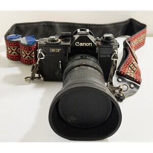 Canon EF 35mm Film SLR Camera Black Vintage Macro Zoom Lens Strap